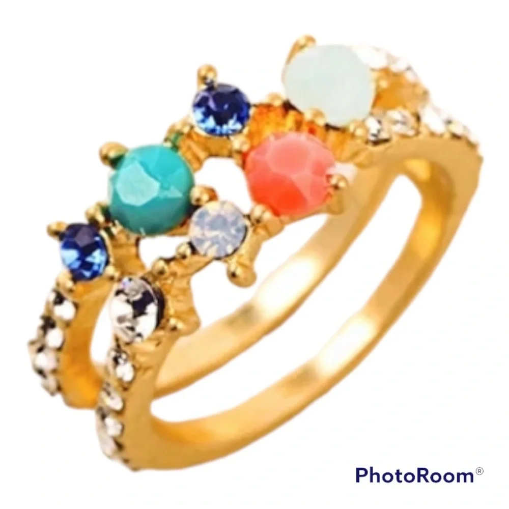 Multicolor stones and crystals ring - Picture 3 of 11